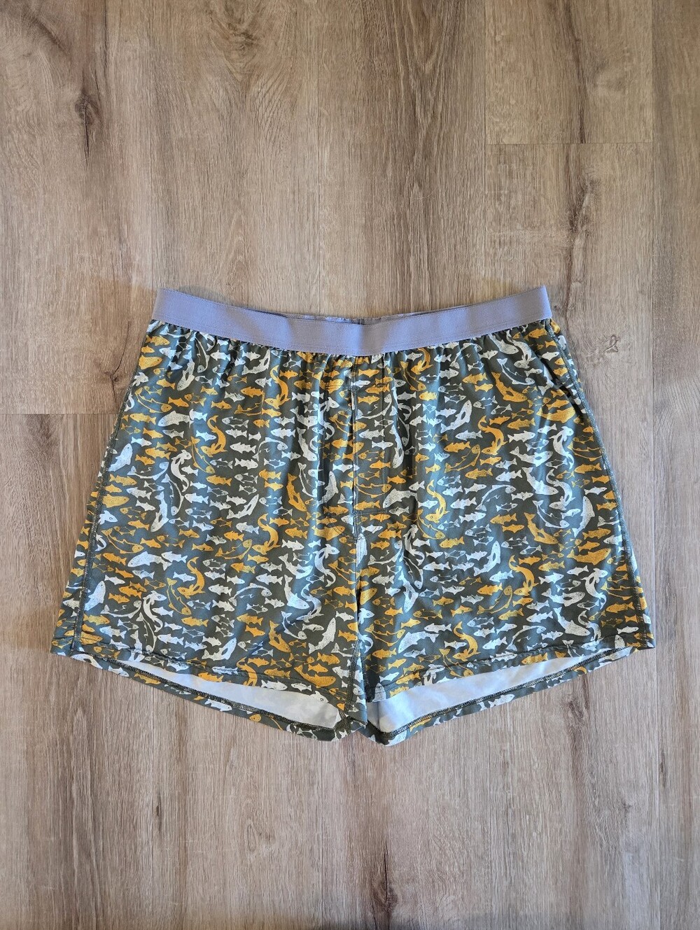 XXL Patagonia Men's Green Fish Print Capilene 1 Silkweight Boxers Underwear